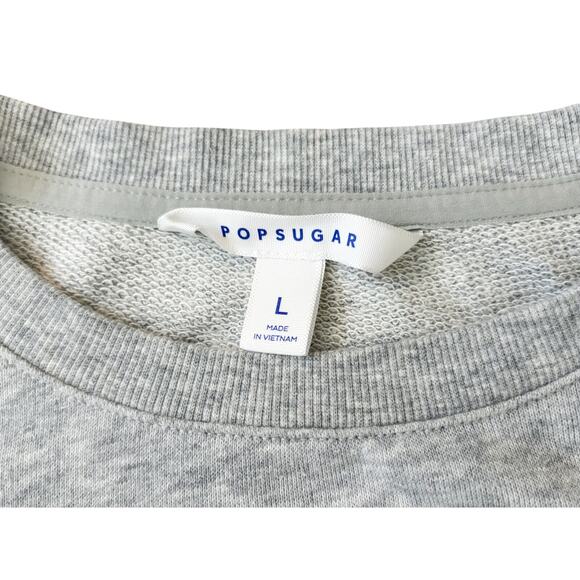 POPSUGAR Light Gray Ruffle Hem Sweatshirt Womens Size L - Picture 2 of 7